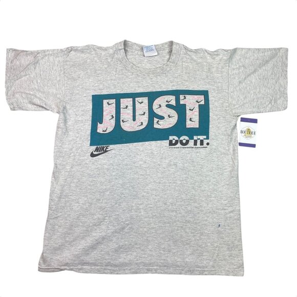 Vtg Nike Just Do It TShirt Universal Cheerleader Assoc Premier Sportswear Large - Picture 1 of 16